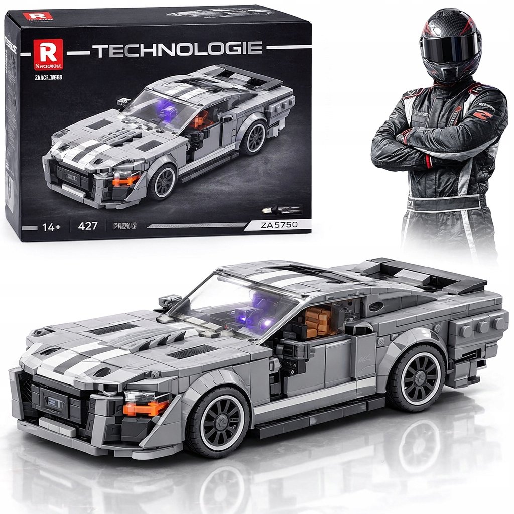 Klocki techniczne Sportowe auto SZARE z lat 60. 437-ele ZESTAW KLOCKÓW ...
