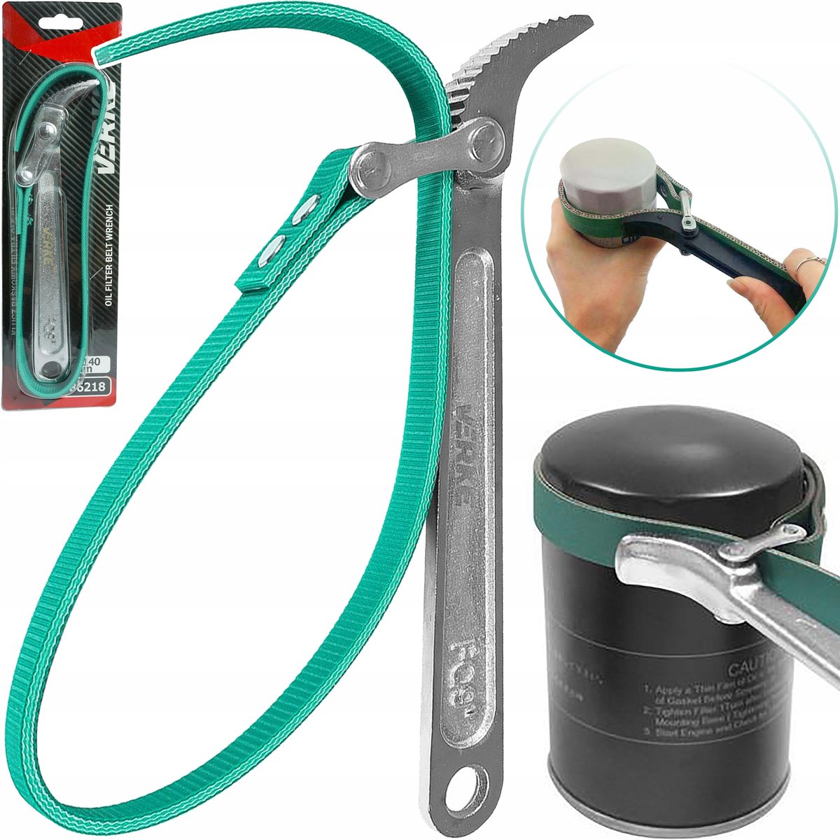 KLUCZ PASKOWY TAŚMOWY DO ODKRĘCANIA FILTRA OLEJU PASEK FILTRÓW RUR 60-140mm-Zdjęcie-0