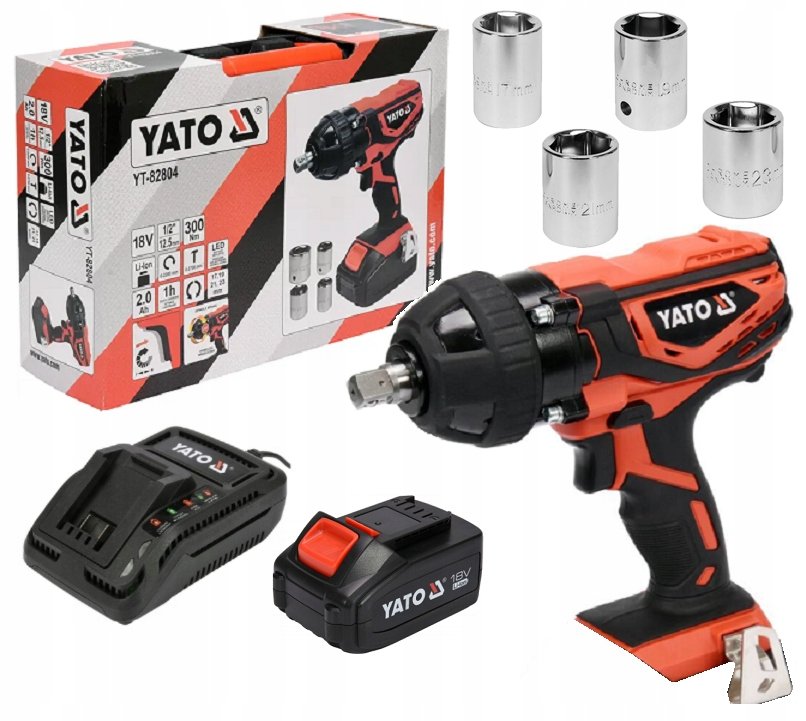 Klucz udarowy YATO 82804, 18 V, 1/2', 300 Nm, 1x2,0 Ah LI-ION