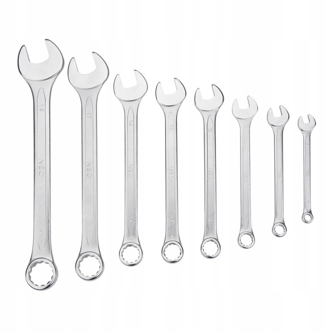 NEO TOOLS, Klucze płasko-oczkowe 6-19 mm, zestaw 8 szt., 09-751