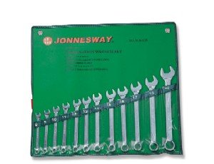 Klucze płasko-oczkowe komplet JONNESWAY, 12 szt., 8-22 mm