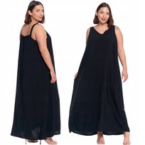 Kobieca Długa Sukienka Damska Maxi Letnia Luźnym Krój Wiskozowa Moraj Xl Black