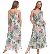 Kobieca Długa Sukienka Damska Maxi Letnia Luźnym Krój Wiskozowa Moraj Xl Patt 1