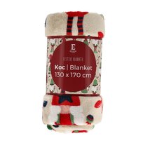 Koc 130x170 Festive warmth beżowy świąteczny skrzaty Essex