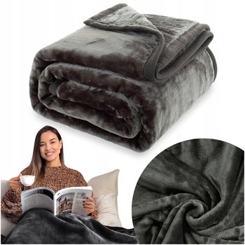 Koc 200x220 akrylowy jednolity ciepły GRUBY pled na łóżko YASEMIN grafit - inna (Inny)