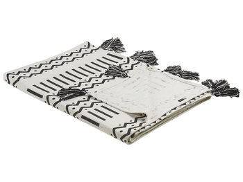 Koc bawełniany 130 x 180 cm czarno-biały UNNAO - Beliani