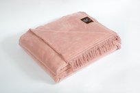 KOC BAWEŁNIANY COTTON CLOUD 150X200 JEDNOBARWNY Z FRĘDZLAMI KOLOR RÓŻOWY