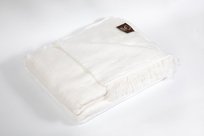 KOC BAWEŁNIANY COTTON CLOUD 150X200 JEDNOBARWNY Z FRĘDZLAMI ŚNIEŻKA BIAŁY