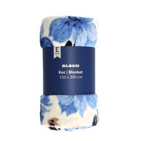 Koc Bloom puszysty przyjemny 150x200 niebieskie kwiaty BBK