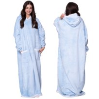 KOC BLUZA Oversize Ciepła Gruba KOCOBLUZA 2w1 XXL BŁĘKITNA Futrzak[KB-XL11]