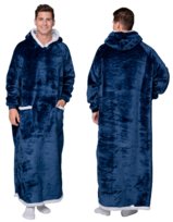 KOC BLUZA Oversize Ciepła Gruba KOCOBLUZA 2w1 XXL GRANATOWA Futrzak Kaptur