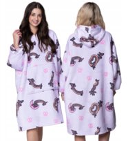 KOC BLUZA Oversize Ciepła Gruba KOCOBLUZA 2w1 XXL JAMNIKI Futrzak [KB-W39]