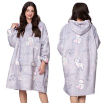 Koc Bluza Oversize Ciepła Gruba Kocobluza 2W1 Xxl Koty Futrzak [Kb-W33]