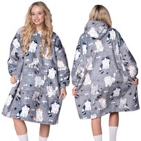 KOC BLUZA Oversize Ciepła Gruba KOCOBLUZA 2w1 XXL KOTY Futrzak z Kapturem
