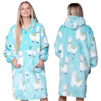 KOC BLUZA Oversize Ciepła Gruba KOCOBLUZA 2w1 XXL LAMY Futrzak z Kapturem