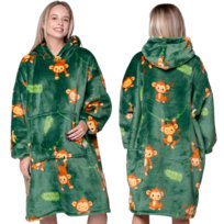 KOC BLUZA Oversize Ciepła Gruba KOCOBLUZA 2w1 XXL MAŁPY Futrzak z Kapturem