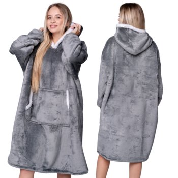 KOC BLUZA Oversize Ciepła Gruba KOCOBLUZA 2w1 XXL SZARA Futrzak - Mystersheep