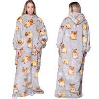 KOC BLUZA Oversize Ciepła Gruba KOCOBLUZA 2w1XXL DŁUGA MOPS Futrzak Kaptur