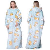 KOC BLUZA Oversize Ciepła Gruba KOCOBLUZA 2w1XXL DŁUGA SHIBA Futrzak Kaptur