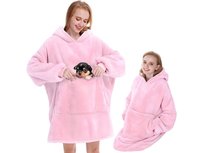 Koc Duża Bluza Z Kapturem Gruba Oversize Ciepła Szlafrok Kocobluza Jasna Różowa