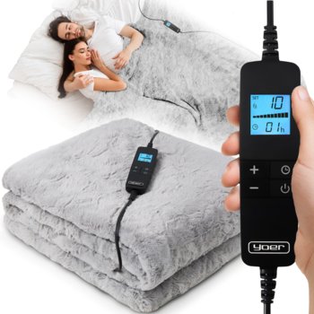 Koc elektryczny DUŻY 180x160 Mata grzewcza Yoer pilot LCD gruby 160W +Timer - Yoer