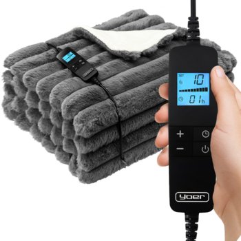 Koc elektryczny DUŻY 180x160 Mata grzewcza Yoer pilot LCD gruby 160W +Timer - Yoer