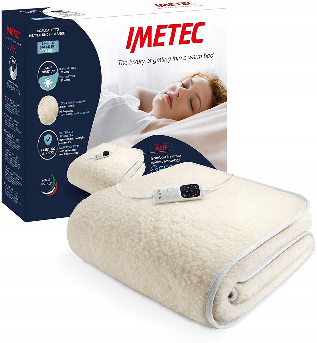 Inny producent Koc Elektryczny Grzewczy Imetec 80X150 100% Wełna