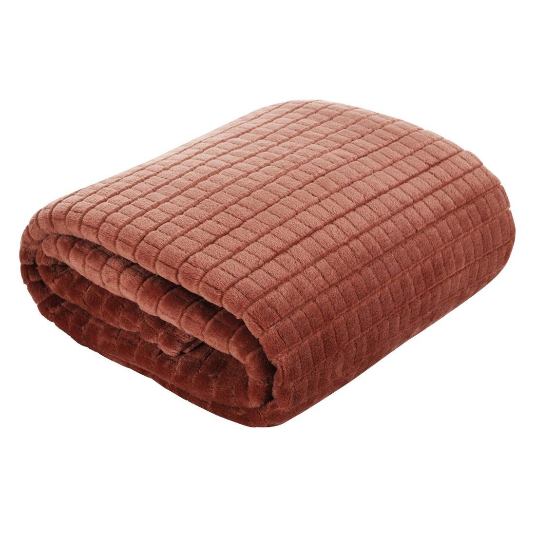 Koc flanelowy EUROFIRANY Design Cindy2, ceglany, 70x160 cm