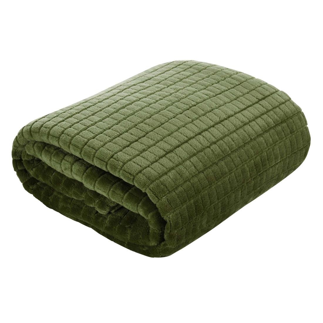 Koc flanelowy Eurofirany Design Cindy2, oliwka, 200x220 cm