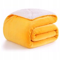 Koc Narzuta Na Kanapę Łóżko Miękki Ciepły Sherpa Dwustronny Żółty 130X160Cm