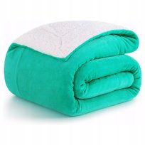 Koc Narzuta Na Łóżko Miękki Ciepły Sherpa Dwustronny Zielony 200X230Cm