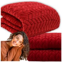 Koc Narzuta Na Łóżko Wytłaczana Pled 200X220 Cm Prezent Świąteczny Czerwony