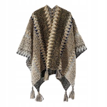 Koc Płaszcz z Frędzlami w Paski Ażurowy Plaszcz Podróżny Uniseks Ciepły - Inna marka