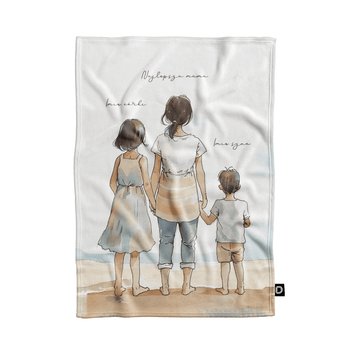 Koc pluszowy dla mamy wzór DM31 | mama z dziećmi 01 135 x 100 cm - DECORDRUK