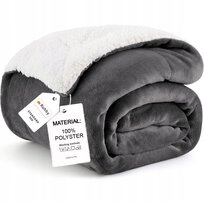 KOC POLAROWY DWUSTRONNY 150x200 BARANEK SHERPA CIEPŁY ZIMOWY NARZUTA PLED