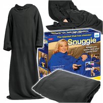 KOC Z RĘKAWAMI CIEPŁY NIEBIESKI DUŻY 138 x 180 CZARNY