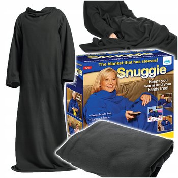 KOC Z RĘKAWAMI CIEPŁY NIEBIESKI DUŻY 138 x 180 CZARNY - DomoweHity24