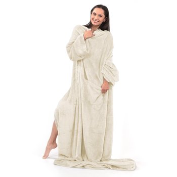 Koc z rękawami LAZY, DecoKing, kremowy, 150x180 cm - DecoKing