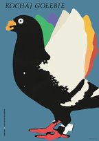 KOCHAJ GOŁĘBIE, DZIEŃ ZWIERZĄT BEZDOMNYCH, plakat grafika, obrazek do domu na ścianę do pokoju dla dzieci do biura do ramki, dekoracja, retro, vintage, zwierzęta, poster, B2 50x70 cm