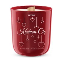 KOCHMA CIĘ sojowa perfumowana świeca zapachowa w szkle, drewniany knot Amor  / RAVINA.pl