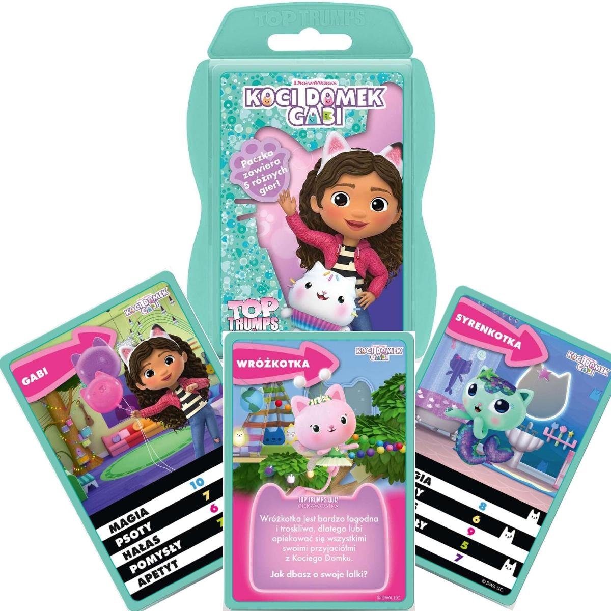 Koci Domek Gabi karty Top Trumps Junior towarzyskie Gry karciane 5w1 piotruś, memory polska wersja