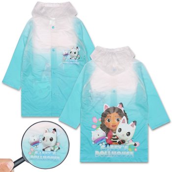 Koci Domek Gabi Niebiesko-biały, dziewczęcy płaszcz przeciwdeszczowy z kapturem, pelerynka dla dziewczynki 8-9 lat 128-134 cm - DREAMWORKS
