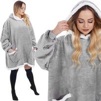 Kocobluza damska oversize koc bluza 2w1 z kapturem ciepła szara