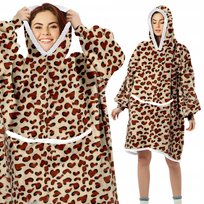 KOCOBLUZA KOC BLUZA OVERSIZE BLUZOKOC XXL CIEPŁA DŁUGA Z KAPTUREM LAMPART