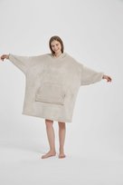 Kocobluza oversize, koc z rękawami i kapturem, beżowa, Spod Igły i Nitki