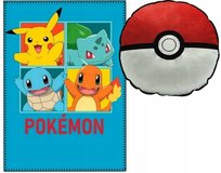 Kocyk Koc polarowy Pled Pokemony + Poduszka 3D POKEMON POKEBALL Poke Ball