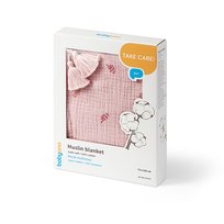 Kocyk muślinowy otulacz dla niemowląt 75x100 Babyono z bawełny organicznej różowy BabyOno