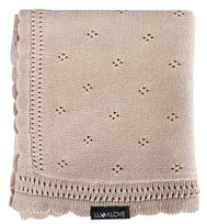 Kocyk Niemowlęcy Ażurowy Daisy Karmelowy Beż Lullalove