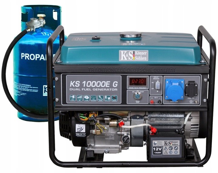 KÖNNER & SÖHNEN GENERATOR HYBRYDOWY (BENZYNA/LPG) 7,5kW 230V KS 10000E G, ROZRUCH ELEKTRYCZNY
