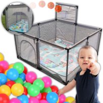 Kojec dla Dziecka 126x126cm Dzieci Miękka Mata Zestaw Kosz Piłeczki Torba / Dazakids